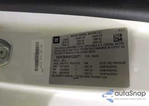 2017 Chevrolet Colorado Wt из США, поврежденный, VIN 1GCHTBEN6H1326871